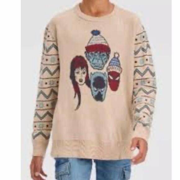 Marvel Other - Marvel Spider-Man Hulk Youth M Tan Knit Christmas Sweater